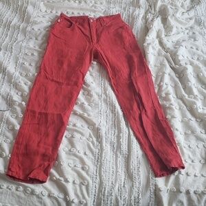 Beautiful vintage Esprit 100% linen red pants high waisted straight leg